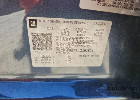 2020 Chevrolet Silverado C1500 Custom from USA, damaged, VIN 3GCPWBEF5LG193591